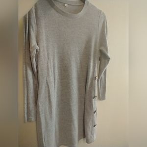 Grey Dress with Cute Buttons and Pockets